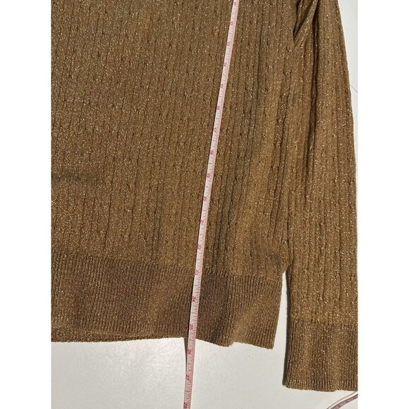 Kim Rogers Sweater Women S   Gold Metallic Thread Knit Pullover Cardigan Festive - Picture 7 of 8
